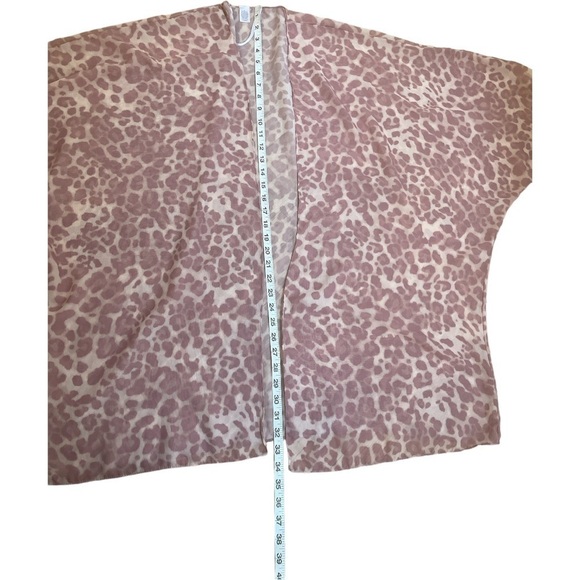 Pink Leopard Print Sheer Chiffon Kimono Topper Plus Size 1X - Picture 3 of 4